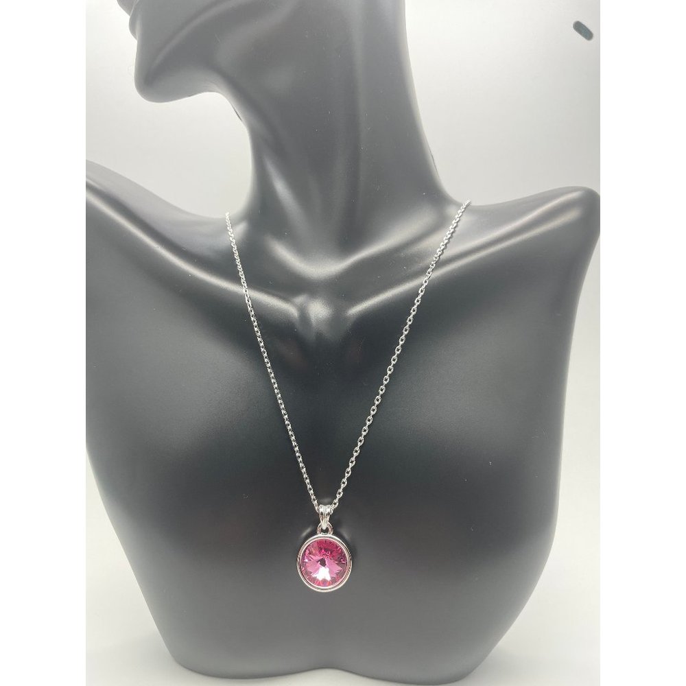 Swarovski Crystal, Pink Pendant, Chain Necklace, Simple Necklace, Dainty Necklac